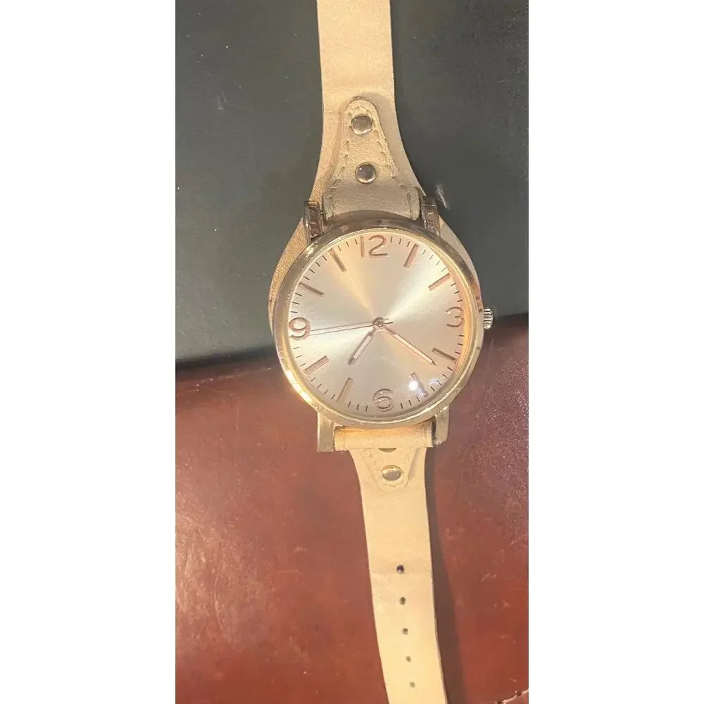 Women's 40mm Rose gold Tone Watch, Beige Strap